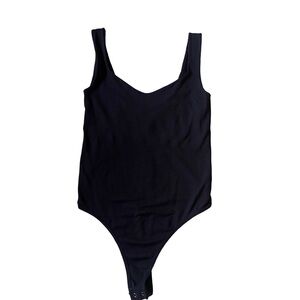 Free People Intimately Clean Lines Bodysuit Tank Black Snap Closure XS/S